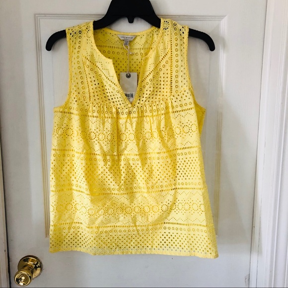 Lucky Brand Tops - NWT LUCKY BRAND lace eyelet yellow boho blouse